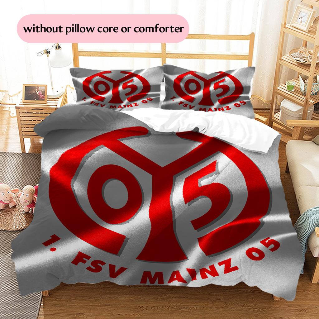 FSV Mainz 05 Μοτίβο Κλινοσκεπάσματα Διακόσμηση Σπιτιού Δώρο Γενεθλίων (1 * παπλωματοθήκη + 2 * μαξιλαροθήκη, χωρίς πυρήνα)