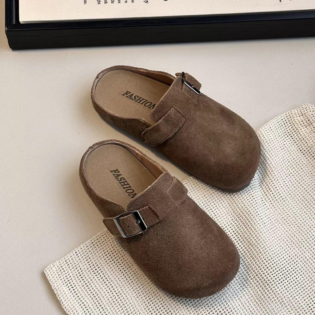 Kids' Genuine Leather Birkenstock Slippers 2025 Spring/Autumn Unisex Matte Leather Casual Shoes