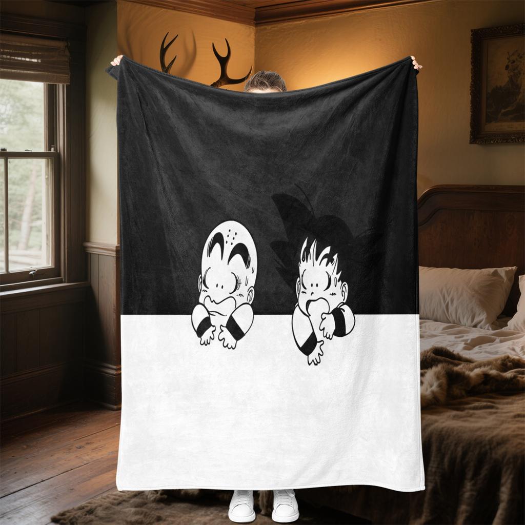 1 Stück Süße Cartoon Son Goku Aufdruck Flanelldecke, Hohe Qualität für Alle Jahreszeiten, Heimdekoration, Wärme und Komfort, Perfekt für Weihnachtsgeschenke