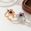 Stylish Pair Of Gothic Themed Heart And Swords Rings Alloy Comfortable Fit For Everyday Use
