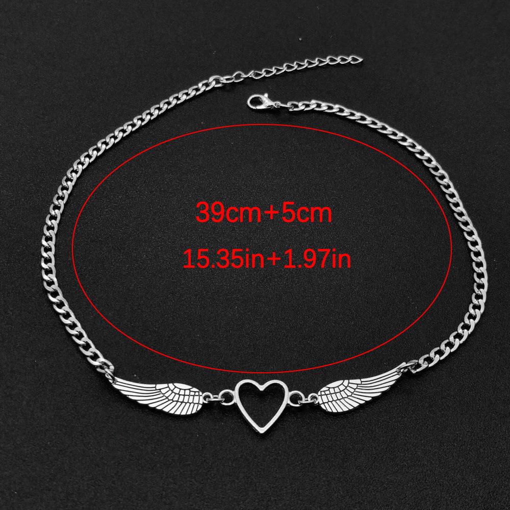 Engelsflügel-Herz-Anhänger-Halskette: Vielseitiges Legierungsfeder-Design für Männer & Frauen