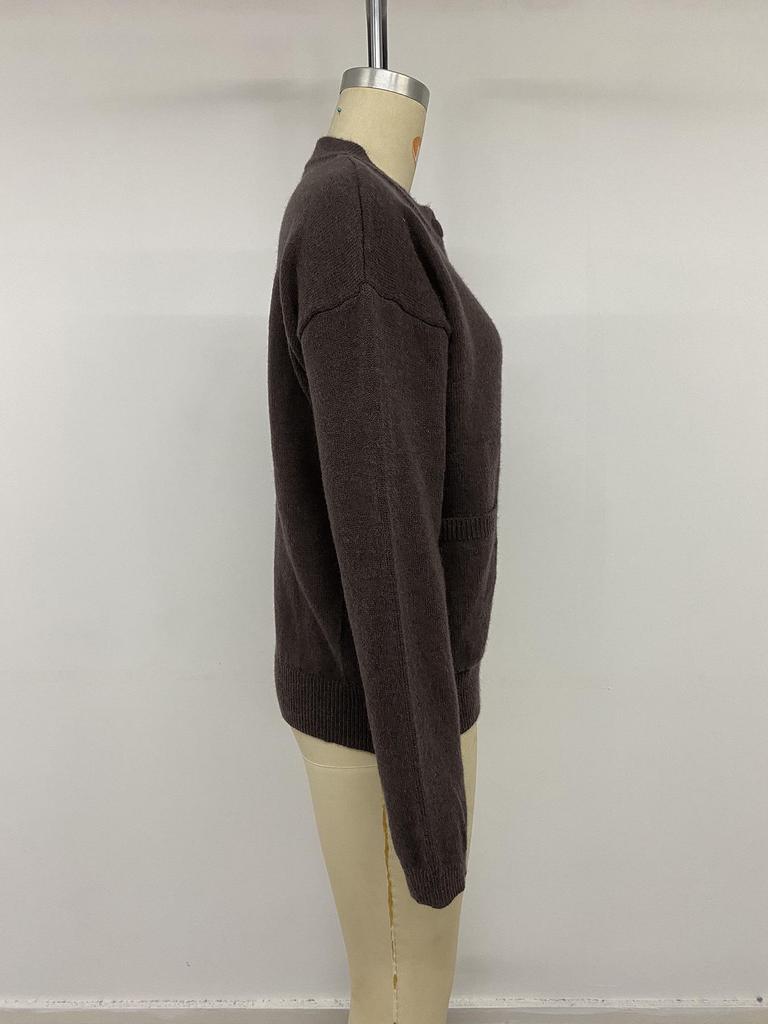 2026 Autumn/Winter Women's European & American Solid Color Long Sleeve Knit Cardigan - Versatile Loose Fit Sweater Coat