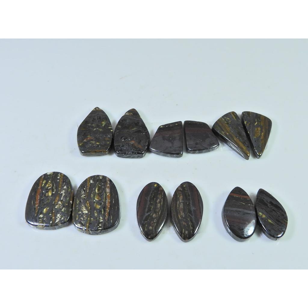 106Cts. Natural Iron Tiger Matched Pair Fancy Cabochon Gemstone 06 Pair Lot C-370