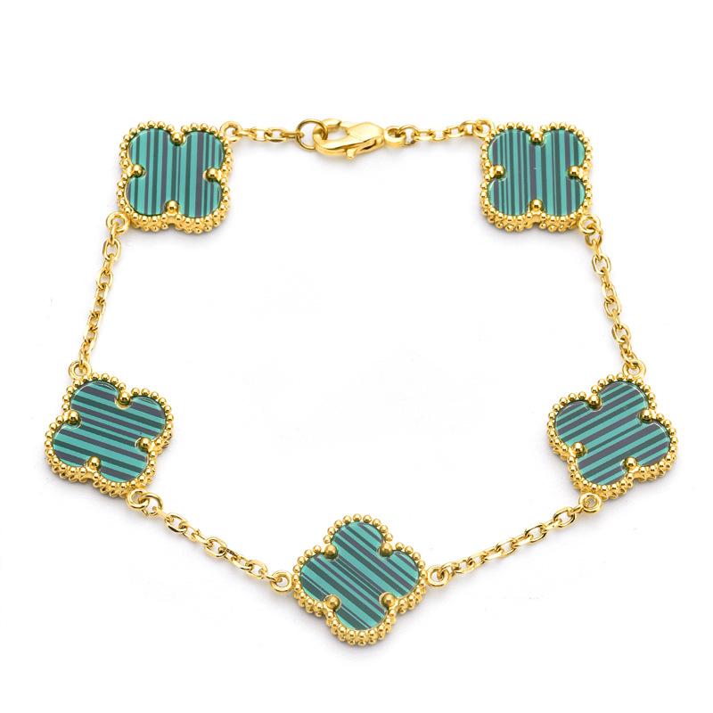 15mm Titanium Steel Double-Sided Four-Leaf Clover Bracelet Non-Fading Fashionable Four-Leaf Clover Flower Bracelet