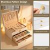 3 Layers Jewelry Box with 2 Drawers PU Leather Jewelry Storage Case Ideal for Necklace Bracelet Ring and Earring Organizer