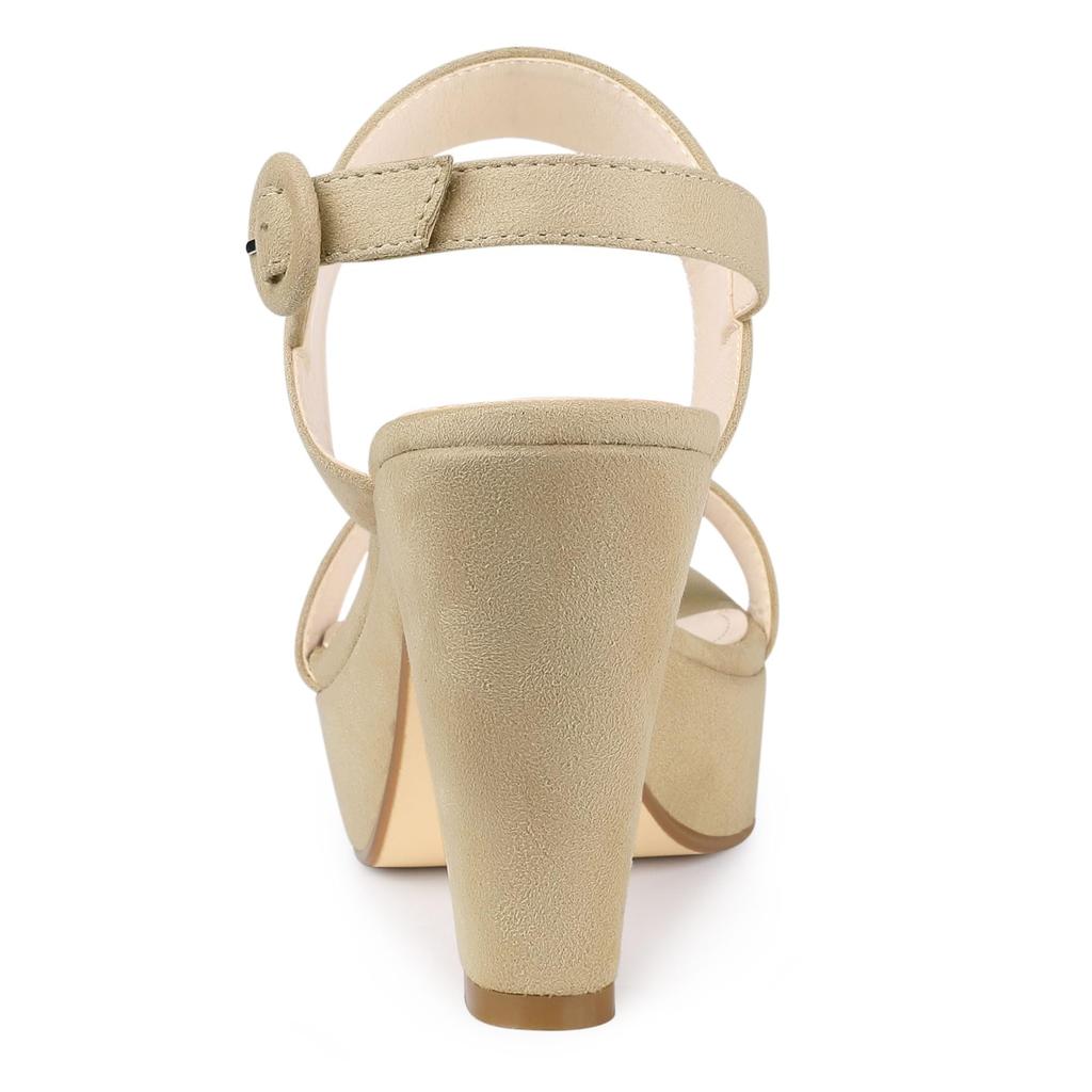 Allegra K Platform Sandals with Chunky Heels, Leopard Print, Beige, Size 24.0cm, Slingback