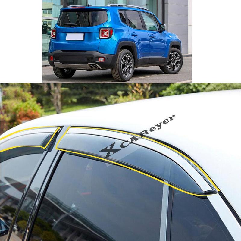 For Jeep Renegade 2016 2017 2018 Car Body Styling Sticker Plastic Window Glass Wind Visor Rain/Sun Guard Vent