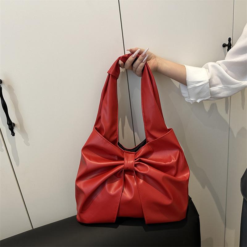 Women Fashion Large Capacity Bowknot Simple Tote Shoulder Handbag
