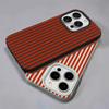 Red Black Stripe Leather Texture Soft Case for iPhone 17 17E 16 15 14 13 12 11 Pro Max Aesthetic Shockproof Cover