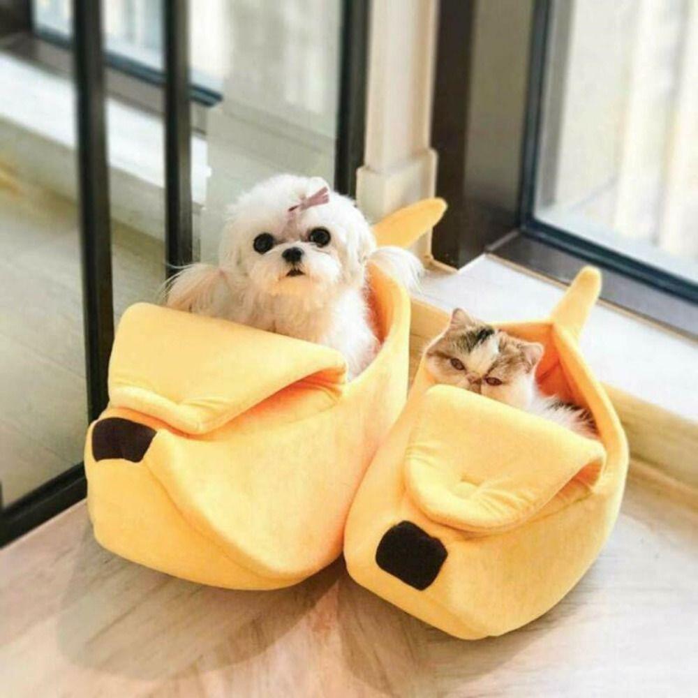 Portable Banana Shape Cat Bed Cute Cozy Cat Mat Funny Pet Sleeping Basket For Kitten Puppy