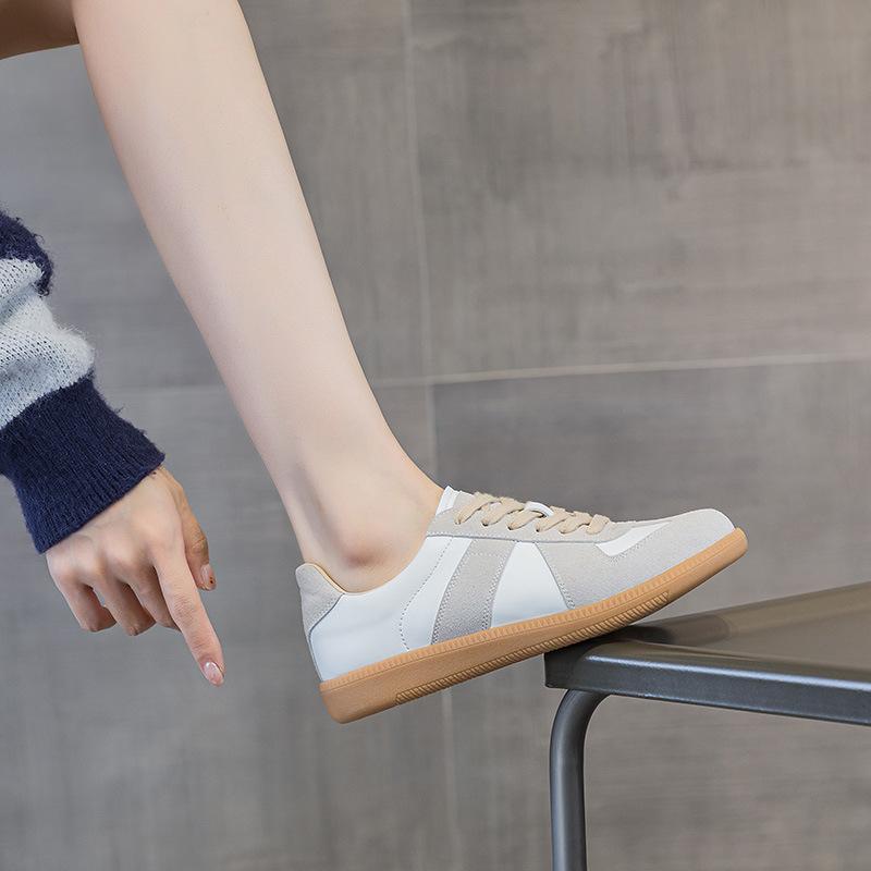 Su Yinyin German Training Shoes Women's 2025 New Casual Sports Shoes Retro Soft Leather White Shoes Flat Single Shoes Summer