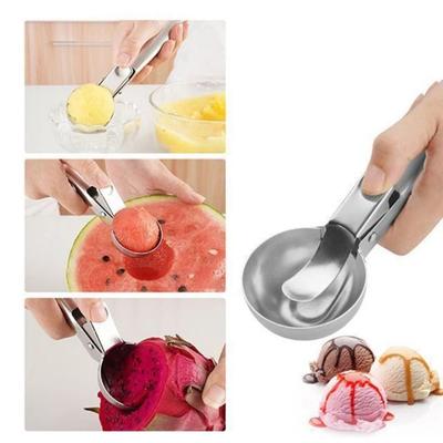 Multifunktionale Eiscremelöffel Edelstahl Doppelfunktionsschaufel Fruchtlöffel für Eiscreme Wassermelonenlöffel Kugelportionierer BJL001
