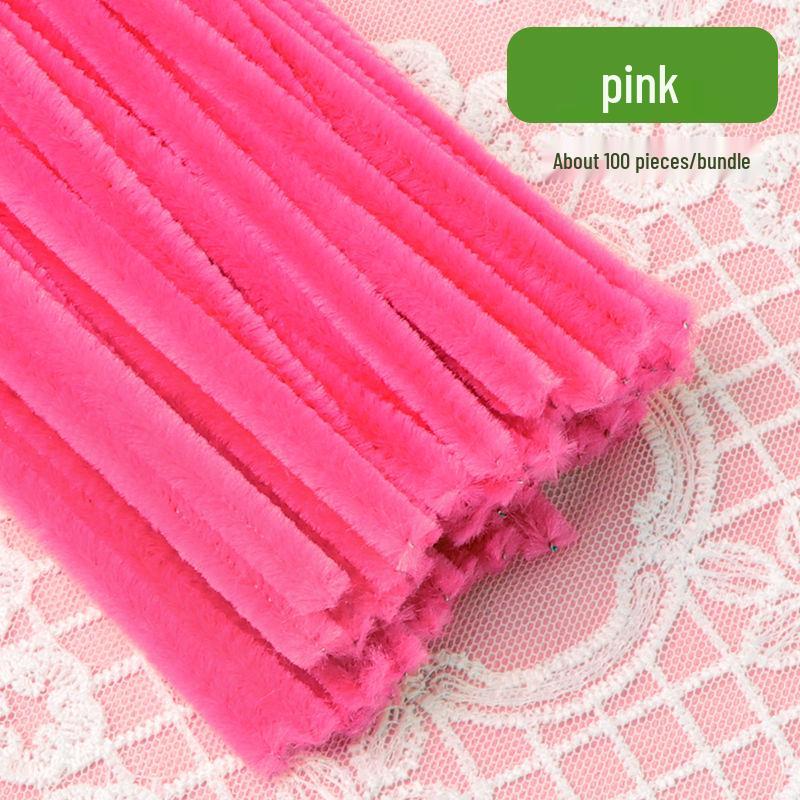 Thickened White Chenille Pipe Cleaners - Mixed Colors for DIY Bouquet Crafts