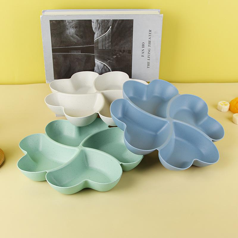 

Household Living Room Four-leaf Clover Storage Fruit Plate Small синий