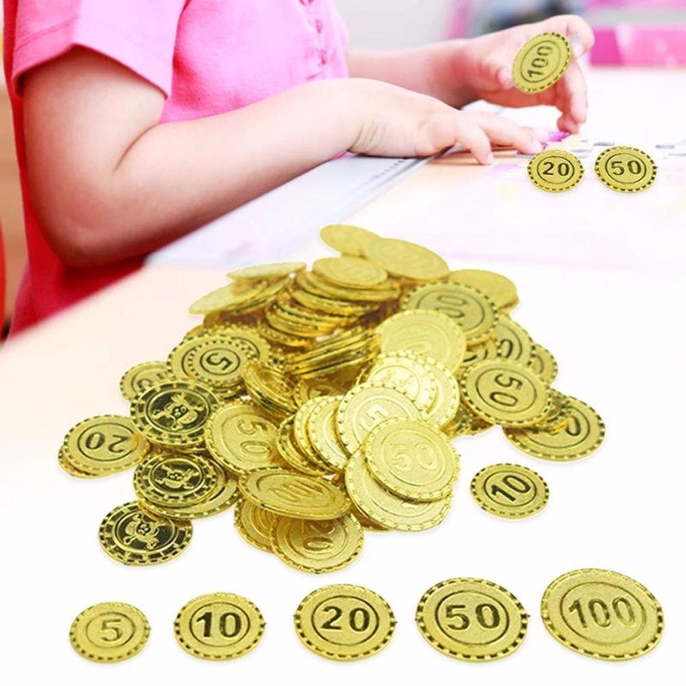 100pcs Pirate Coins Simulation Child Toy Decoration Coin Chip for Party Gold Coins