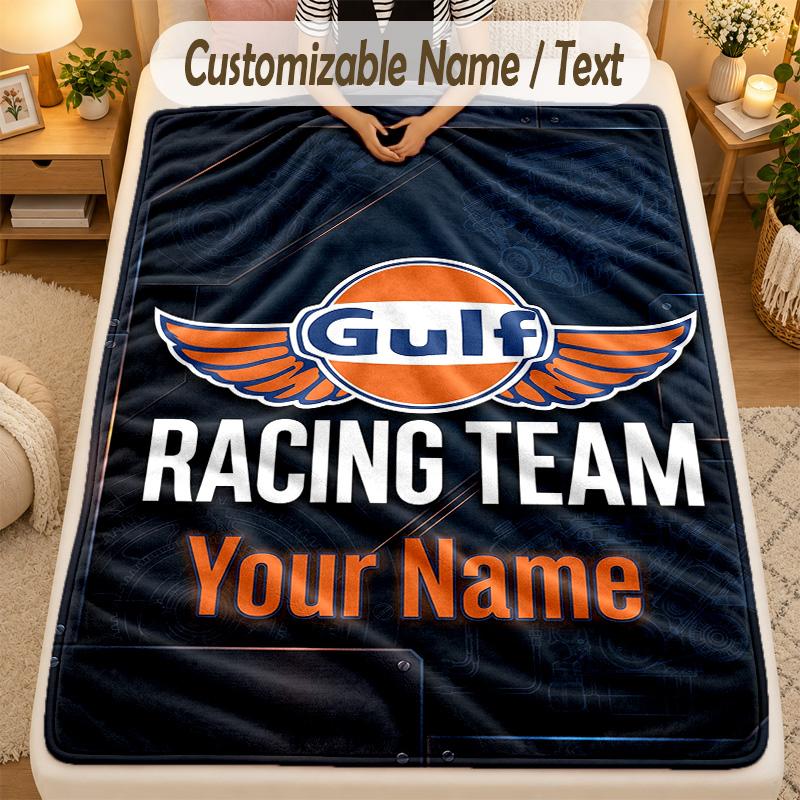 Flannel BlanketGulf Custom Name Text Personalized Soft Warm Throw Blanket Home Decor Gift