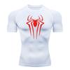 Spider Print Compression Shirts for Men Summer Short Sleeve Rash Guard Gym Workout Tshirt Athletic Quick Dry Undershirts Tops