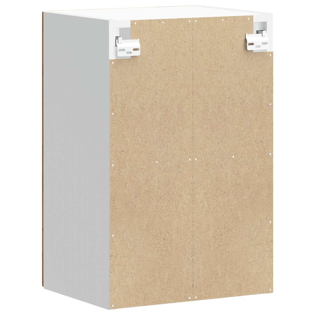 Wall Mounted Kitchen Cabinet with Glass Door Lucca Vintage Wood Look
