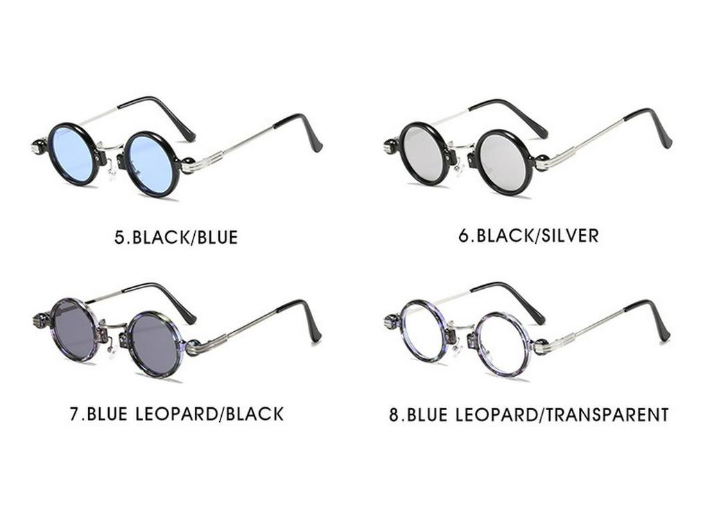 Europeiska & Amerikanska Retro Steampunk Runda Solglasögon - Små, Stilren Metall- & Plastdesign