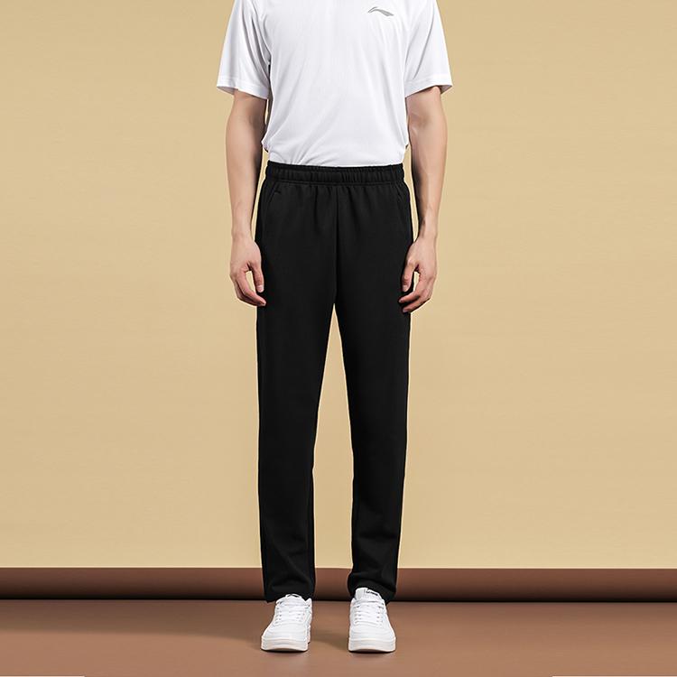 Li Ning Disney Collaboration Series Solid Color Mid Waist Loose Straight Leg Casual Pants Unisex pants Black AKLUD93-1
