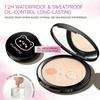 Transparent White Pressed Powder Oil Control Matte Whitening Compact Foundation Brightening Concealer Face Makeup