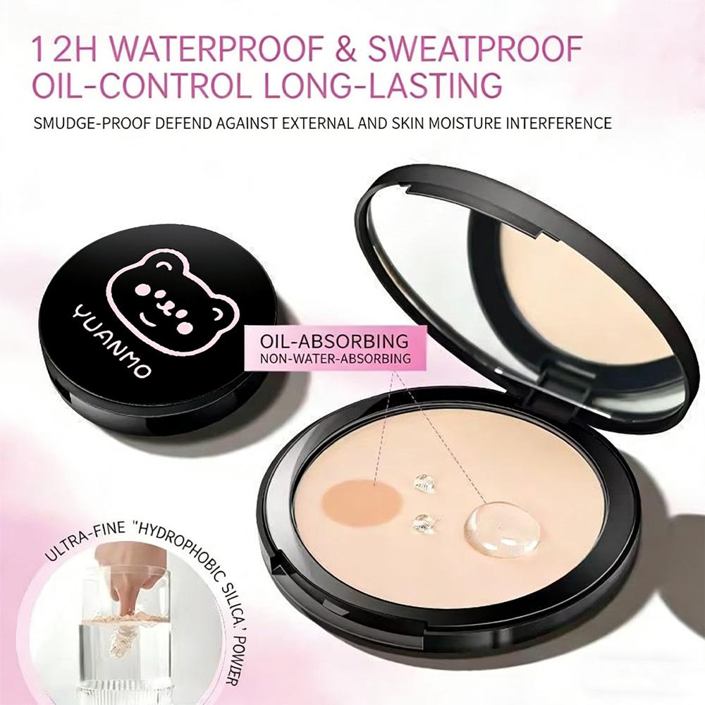 Transparent White Pressed Powder Oil Control Matte Whitening Compact Foundation Brightening Concealer Face Makeup