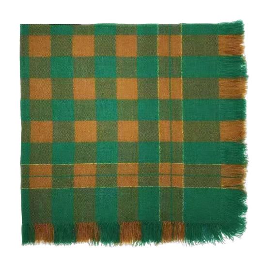 Wool Square Scarf with Tassel Decoration Plaid Pattern Women Knitting Scarf Versatile Headscarf Daily Outdoor Wear