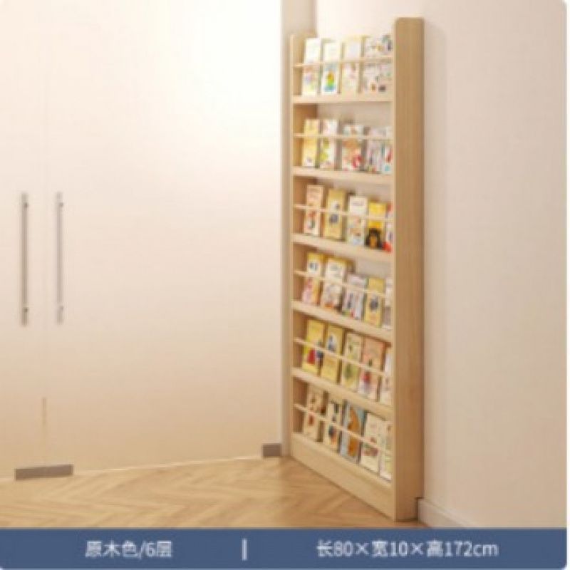 Behind the Door Bookshelf, Solid Wood Wall-mounted Storage Rack, Narrow Bookcase for Children's Rooms, Multi-layer Cabinet