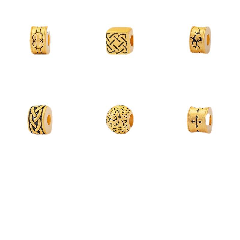 Gold Sand Men's Totem Tattoo Beads: Black Cool DIY Bracelet Accessories