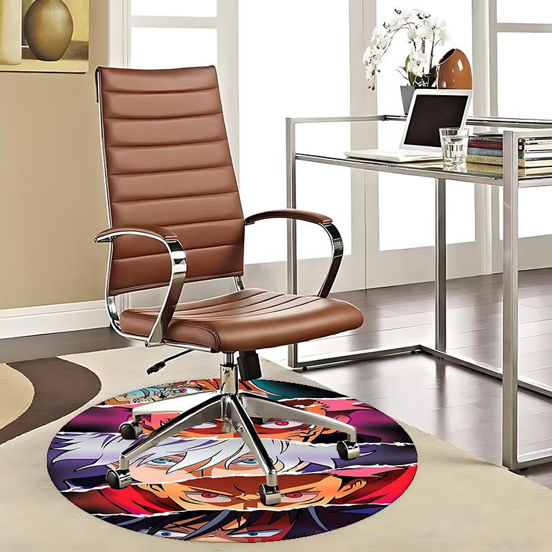 

1pc Anime Cartoon Design Round Carpet Office Chair Mat, NonSlip Rug for Home Decor, Living Room 80cm