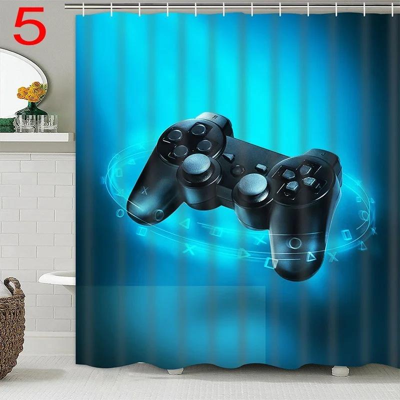 Funny Gamer Shower Curtain Classic Video Gaming Device Modern Cloth Polyester Fabric Waterproof Bathroom Decor with 12 Hooks