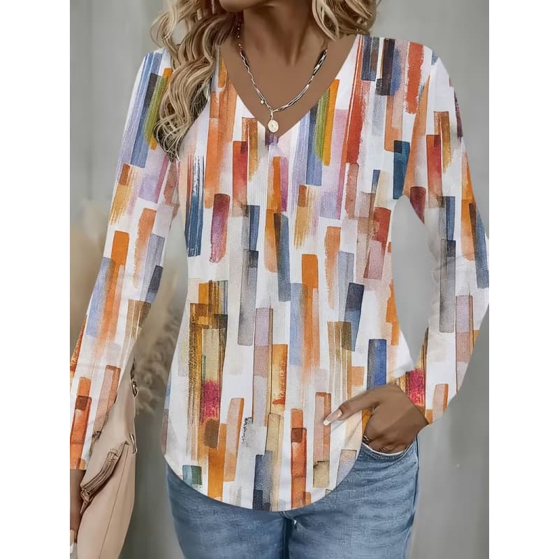 Women's Creative Printed Long-sleeved T-shirt, Breathable, Soft and Comfortable, Suitable for Casual Wear All Year Round