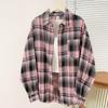 Spring and Autumn New Korean Retro Casual Style Shirt Jacket Women's Simple Design Commuter Versatile Plaid Shirt