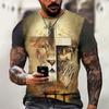 Men's T-shirt Summer Outdoor Casual Animal Round Neck Pullover Fashion Short Sleeve Top 3D Tiger Print OverSize Men's Clothing