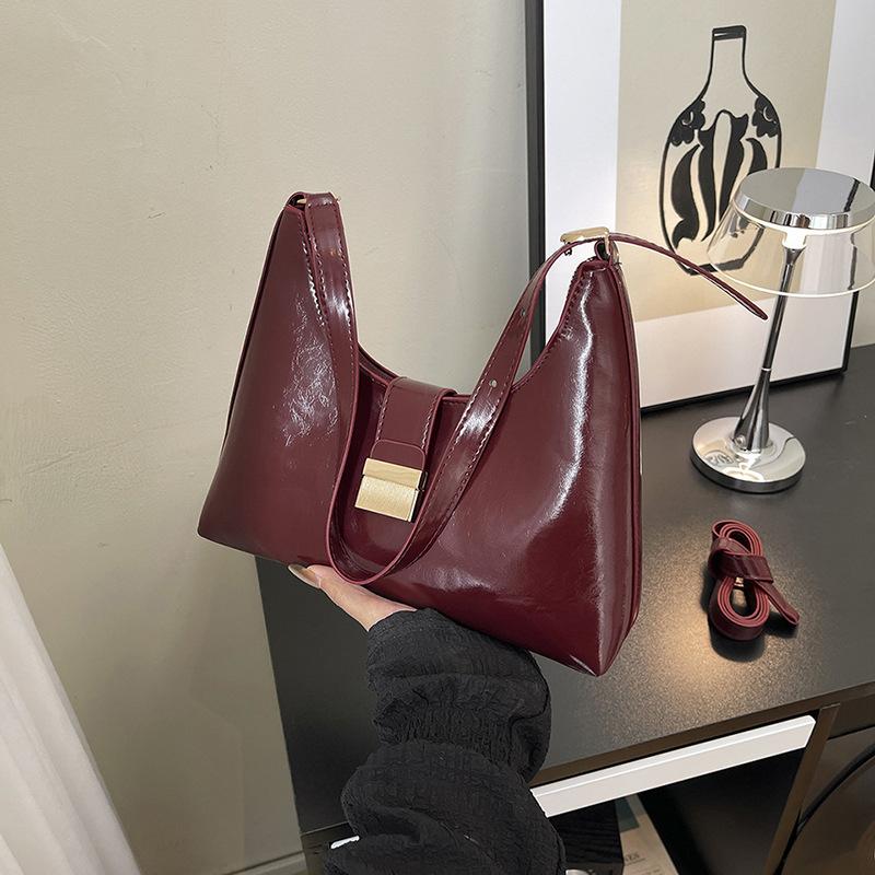Niche High-end Women's Bag Fashion PU Shoulder Messenger Bag Light Luxury Solid Color Commuter Armpit Bag