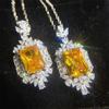 CAOSHI Gorgeous Temperament Necklace for Female Brilliant Yellow Crystal Stone Pendant Accessories for Anniversary Chic Jewelry