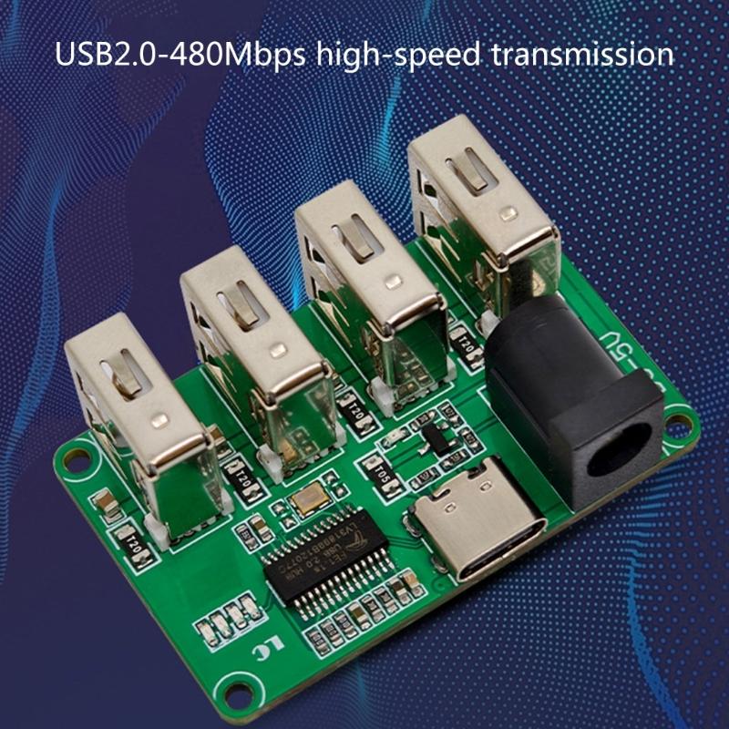 USB2.0 Splitter 4 in 1 USB C Splitter USB2.0 Splitter Adapter USB Extender Docking Station Module for PC Keyboards