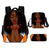 Cartoon African Girl Schoolbag, Primary And Secondary School Backpack, Backpack Three-Piece Set