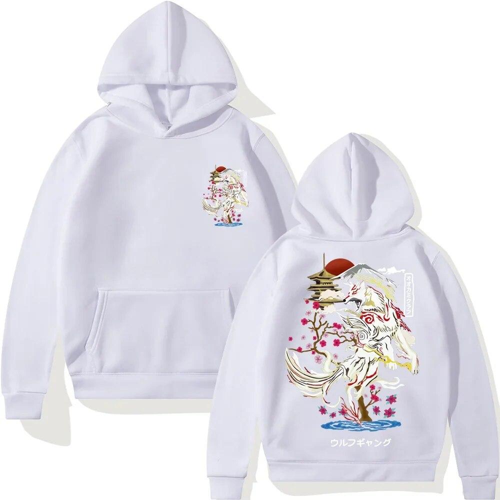 Sudadera con capucha de Anime japonés Unisex ropa de calle con estampado de lobo de dibujos animados Harajuku Unisexga gran tam