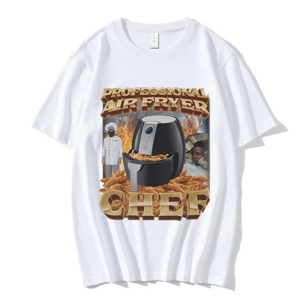 Fritteusen-Chef-Meme Grafik-T-Shirts Herren Damen Mode Hip Hop T-Shirts Baumwolle Lässig Übergroße T-Shirts Streetwear