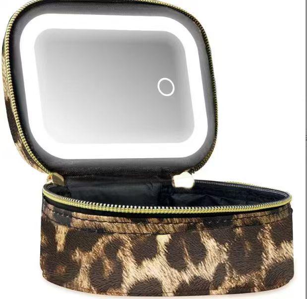In Stock: Waterproof PU Makeup Bag with Light Design - Portable and Perfect for Travel