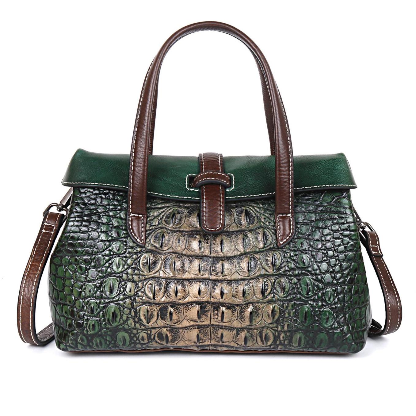 

Сумки из натуральной кожи с тиснением ручной работы, женские сумки, дизайнерские сумки высокого качества на плечо и через плечо зелёный