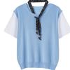 Baitu Women's Faux Two-Piece Short Sleeve Knit Top