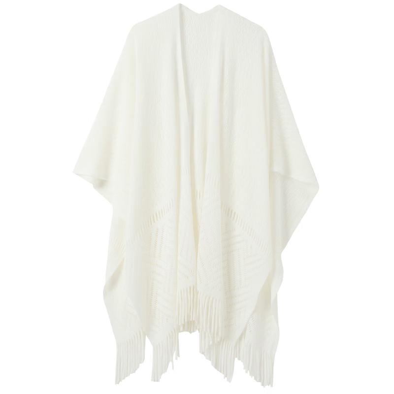 New Chinese Style Tassel Knitted Cape Shawl One Size
