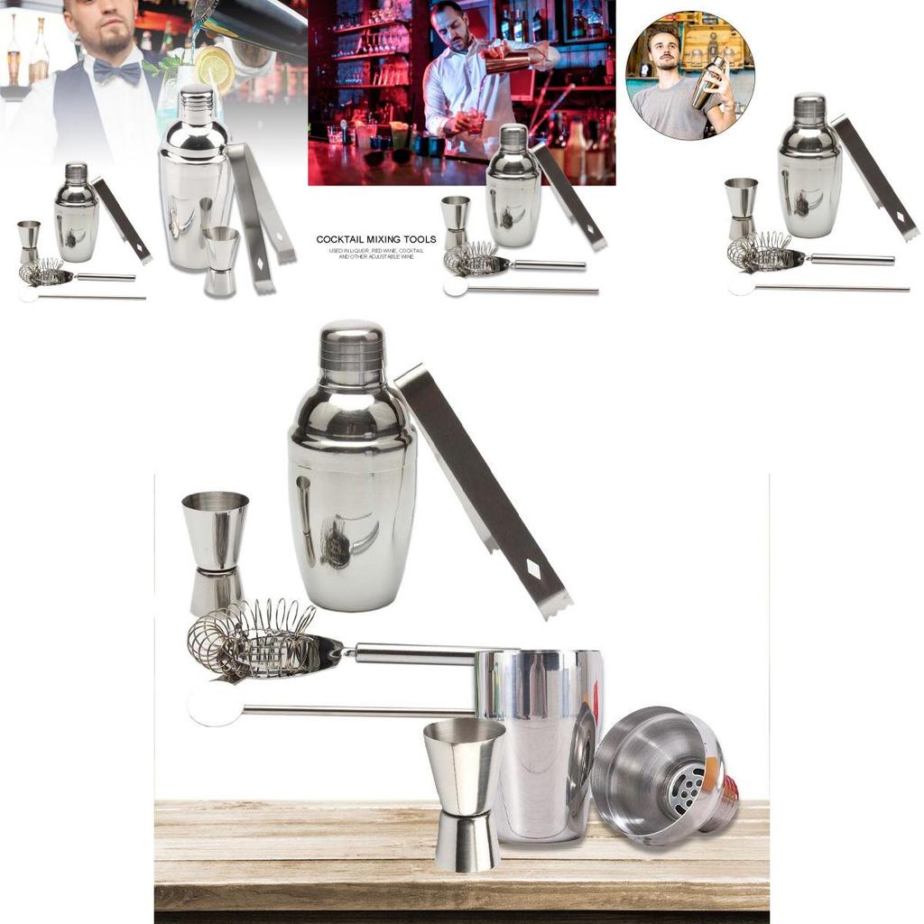 Luxuriöses Cocktail-Shaker-Set aus Edelstahl mit Weinsieb und Eiszange 550ml