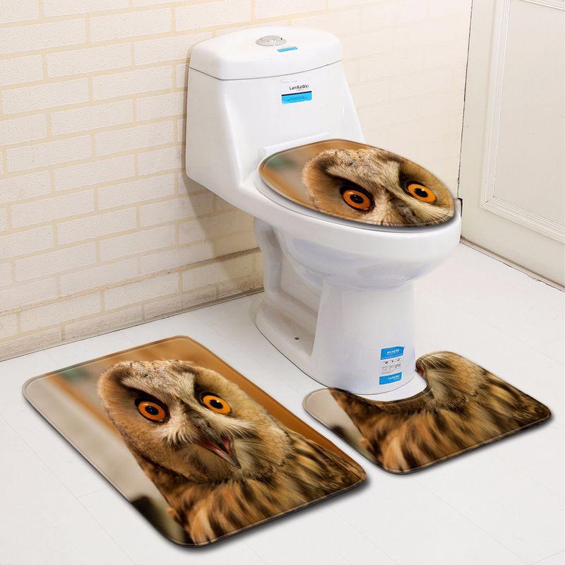 3D Bird Bathroom Toilet Three-Piece Floor Mat Doormat Bathroom Carpet