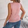 Spring And Summer Button-down V-neck Hollow Sleeveless Top Holiday Sweater For Women