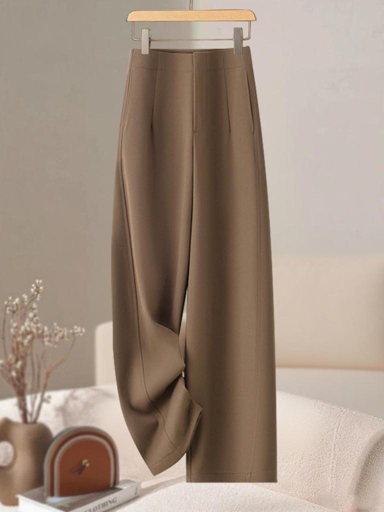 Trendy 2025 Women's High-Waisted Wide-Leg Trousers - Slim-Fit, Fashionable Spring/Autumn Style