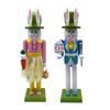 30.8cm Wooden Easters Bunnies Nutcrackers Figurine Ornament Rabbit Soldier Figure for Holiday Decoration Enthusiasts