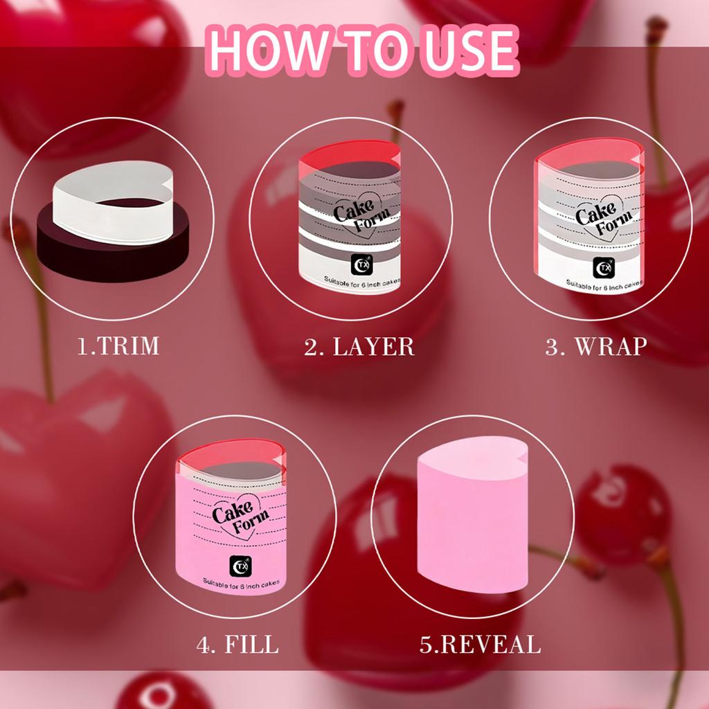 Heart Shaped Mousse Baking Mould Acrylic Baking Ring Cake Tool for Cooking